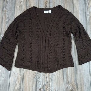 Cato Brown Knit Lightweight Open Front Cardigan Sweater Top